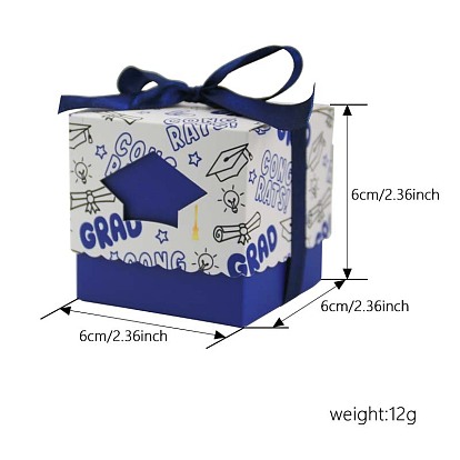 Senior Year Square Paper Candy Storage Box with Ribbon, Candy Gift Bags Graduation Party Favors Bags