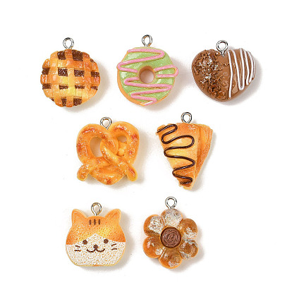 Непрозрачные подвески смолы, имитировать хлеб, с платиново-железными петлями