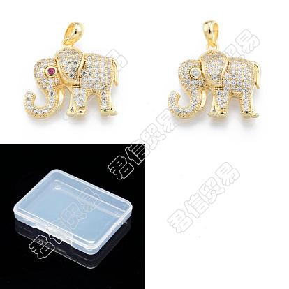 8 Stück 2 Farben Ionenplattierung (IP) Messing Micro Pave Zirkonia Anhänger, echt 18 k vergoldet, Elefant