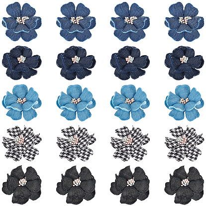 20Pcs 5 Colors Cloth Flower, DIY Sewing Ornaments