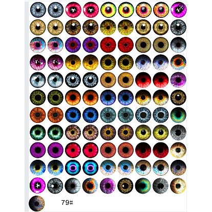 Cabochons en verre transparent imprimé, demi-rond avec motif oeil