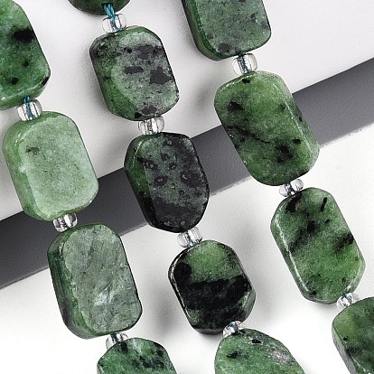 Натуральный рубин в цоизита бусин пряди, с бисером, прямоугольные