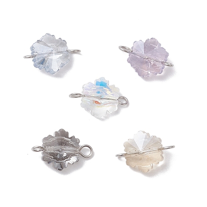 5 шт. 5 цвета гальванизированные стеклянные соединительные подвески, звенья-снежинки с 304 двойными петлями из нержавеющей стали, разноцветные