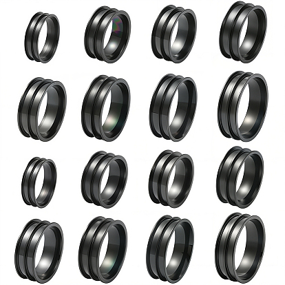 16 шт. 8 стили 201 нержавеющая сталь рифленые кольца для пальцев, кольцевой сердечник, для изготовления инкрустации