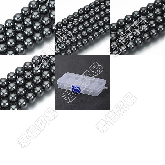 316Pcs Non-magnetic Synthetic Hematite Beads Strands, Grade A, Round