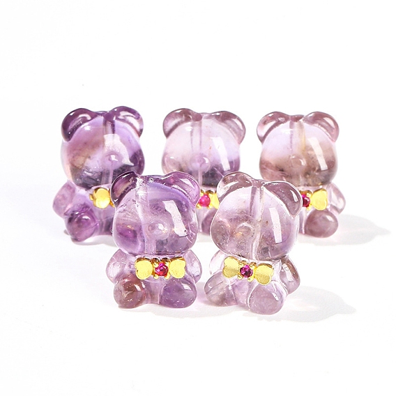 Бусины из натурального аметиста в форме медведя-джентльмена