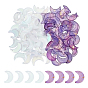 100Pcs 2 Style Glass Pendants, Gold Foil & Frosted, Moon Charms