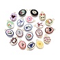 Printed Alloy Pendants, Rack Plating, Oval Charms, Cadmium Free & Nickel Free & Lead Free, Golden