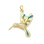 Brass Clear Cubic Zirconia Pendants, with Emanel, Bird Charms, Long-Lasting Plated
