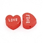 Handmade Polymer Clay Spacer Beads, Heart with LOVE Word
