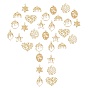 32Pcs 8 Style Alloy Pendants, with ABS Plastic Imitation Pearl, Mixed Shapes