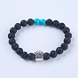 Natural Gemstone Stretch Bracelets, with Alloy Findings, Dog Footprints