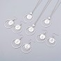 Brass Jewelry Sets, Necklaces and Dangle Earrings, with Shell Beads and Iron Finding, Flat Round