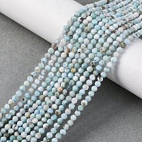 Natural Larimar Beads Strands, Faceted, Round