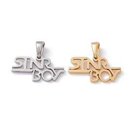 304 Stainless Steel Charms, Laser Cut, Word Stnrboy Charms