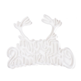 Antler & Word Merry Christmas Dispaly Decoration Silicone Molds, Resin Casting Molds, for UV Resin, Epoxy Resin Jewelry Making