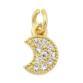 Латунные микро проложить кубического циркония подвески, Луна прелести, с целью перехода в кольце, без свинца и без кадмия, долговечный, реальный 18 k позолоченный, стойки покрытие