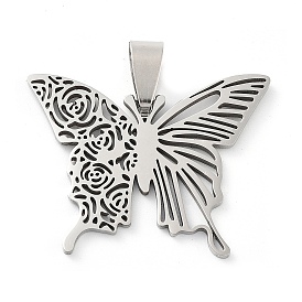 201 Stainless Steel Pendants, Laser Cut, Butterfly Charm
