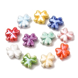 Handmade Porcelain Beads, Bright Glazed Porcelain, Clover