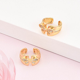 Серьги-манжеты из циркония, бабочка