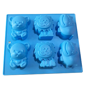 Food Grade Silicone Molds, Cake Pan Molds for Baking, Biscuit, Chocolate, Soap Mold, Bear & Lion & Hippo