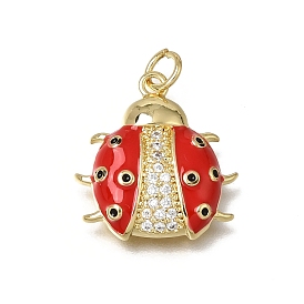 Micro cuivres ouvrent pendentifs zircone cubique, charmes coccinelle, avec l'émail, sans plomb et sans cadmium