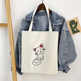 Pochettes en toile de coton, avec une poignée, sacs à bandoulière pour faire du shopping, rectangle