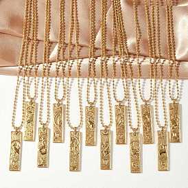 304 ожерелья с подвеской в виде прямоугольного созвездия из нержавеющей стали с прозрачным кубическим цирконием для женщин и мужчин, реальный 18 k позолоченный