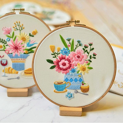 DIY Display Decoration Embroidery Kit, Including Embroidery Needles & Thread, Cotton Fabric