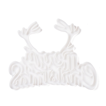 Antler & Word Merry Christmas Dispaly Decoration Silicone Molds, Resin Casting Molds, for UV Resin, Epoxy Resin Jewelry Making