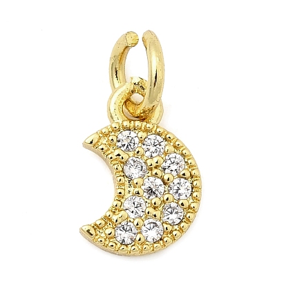 Латунные микро проложить кубического циркония подвески, Луна прелести, с целью перехода в кольце, без свинца и без кадмия, долговечный, реальный 18 k позолоченный, стойки покрытие