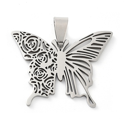 Pendentifs en acier inoxydable, Coupe au laser, charme de papillon