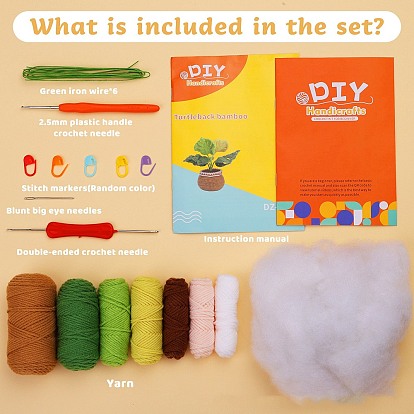 DIY Crochet Kits, including Yarns and Filliing Cotton, 2Pcs Crochet Needle, 5Pcs Stitch Marker 6Pcs Iron Wires and 1Pc Eye Needle