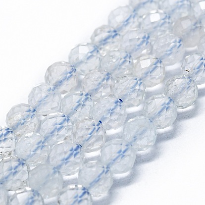 Natural White Topaz Beads Strands, Faceted(64 Facets), Round