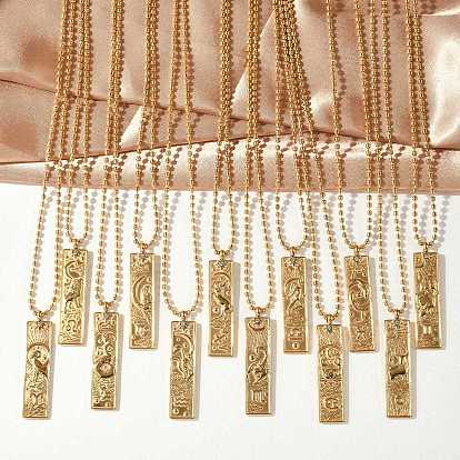 304 ожерелья с подвеской в виде прямоугольного созвездия из нержавеющей стали с прозрачным кубическим цирконием для женщин и мужчин, реальный 18 k позолоченный