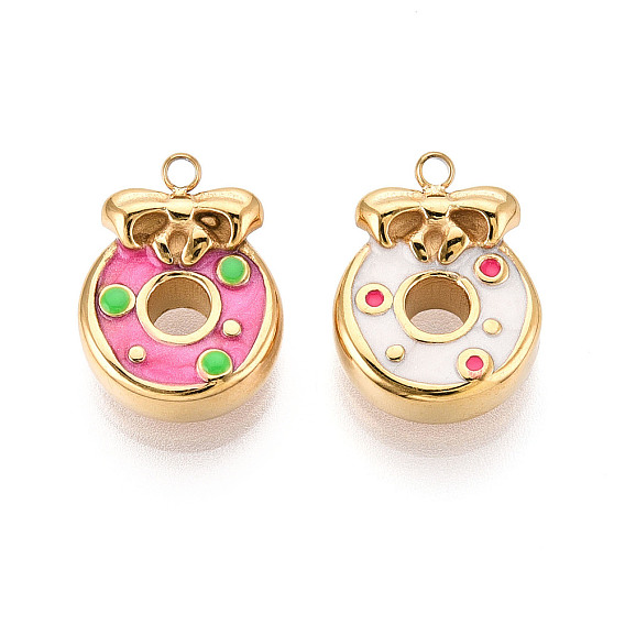 304 нержавеющей стальной эмали подвески, пончик, ионное покрытие (ip), реальный 18 k позолоченный