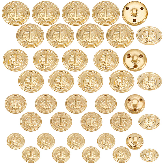 40шт. 4 стили 1-отверстие латунные пуговицы, полукруглый