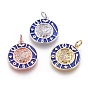 Латунь эмаль подвески, с микро проложить кубического циркония, плоские круглые с луной