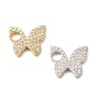 Экологически чистые латунные прозрачные подвески из кубического циркония с микропаве, долговечный, без свинца и без кадмия, бабочка