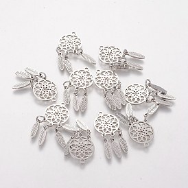 Не тускнеющие 304 подвески из нержавеющей стали, тканая сеть / паутина с пером