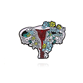 Feminism Theme Uterus Enamel Pins, Black Tone Alloy Brooch for Backpack Clothes