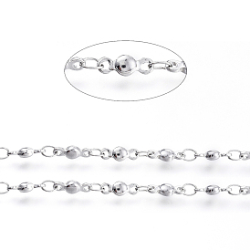 304 Stainless Steel Link Chains, with Spool, Soldered, Flat Round