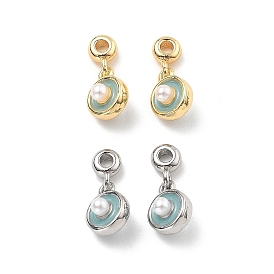 Латунь эмаль прелести, с абс имтация жемчужина, плоский круглый шарм