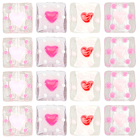 16 шт. 4 цвета эмалевые бусины ручной работы ко Дню святого Валентина, бусины ручной работы, квадрат с сердцем