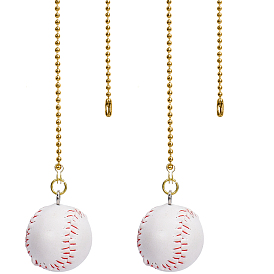 Plastic Pendant Decoration, with Brass Ball Chain, Baseball