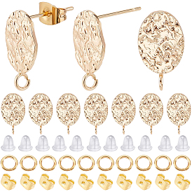 20 pièces de boucles d'oreilles en laiton, avec boucle, sans nickel, ovale, avec écrou d'oreille 20pcs, anneau de jonction et 100 écrou d'oreille, avec boucle