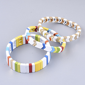 Bracelets élastiques tuile, bracelets d'alliage d'alliage peint par pulvérisation, cuboïde et flèche