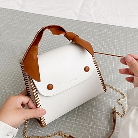 Kit de fabrication de sacs au crochet à tricoter bricolage, y compris les aiguilles à broder et le fil, tissus imitation cuir