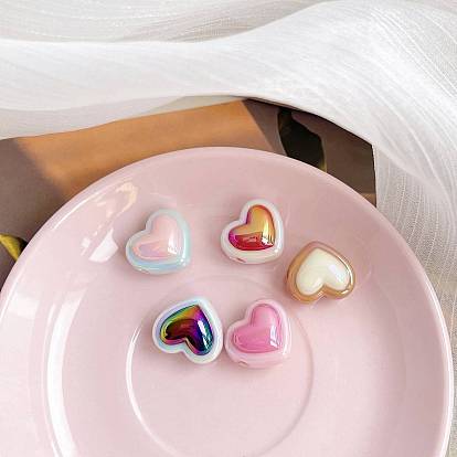 УФ-покрытие радужными переливающимися акриловыми бусинами, сердце