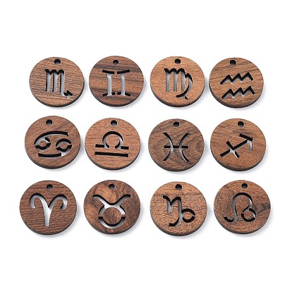 Подвески из орехового дерева, вырезанные лазером, амулеты полых созвездий, неокрашенными